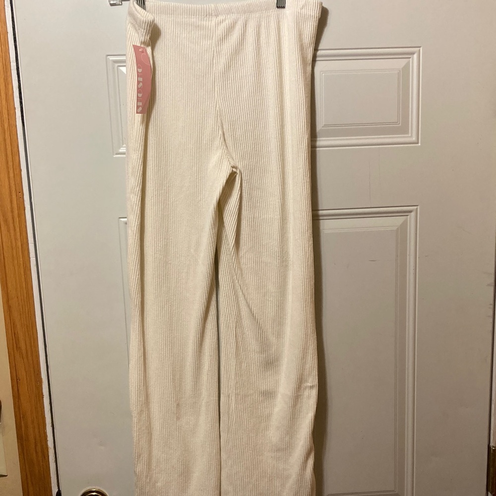 Cream Ribbed‎ Knit Pajama Pants XL NWT